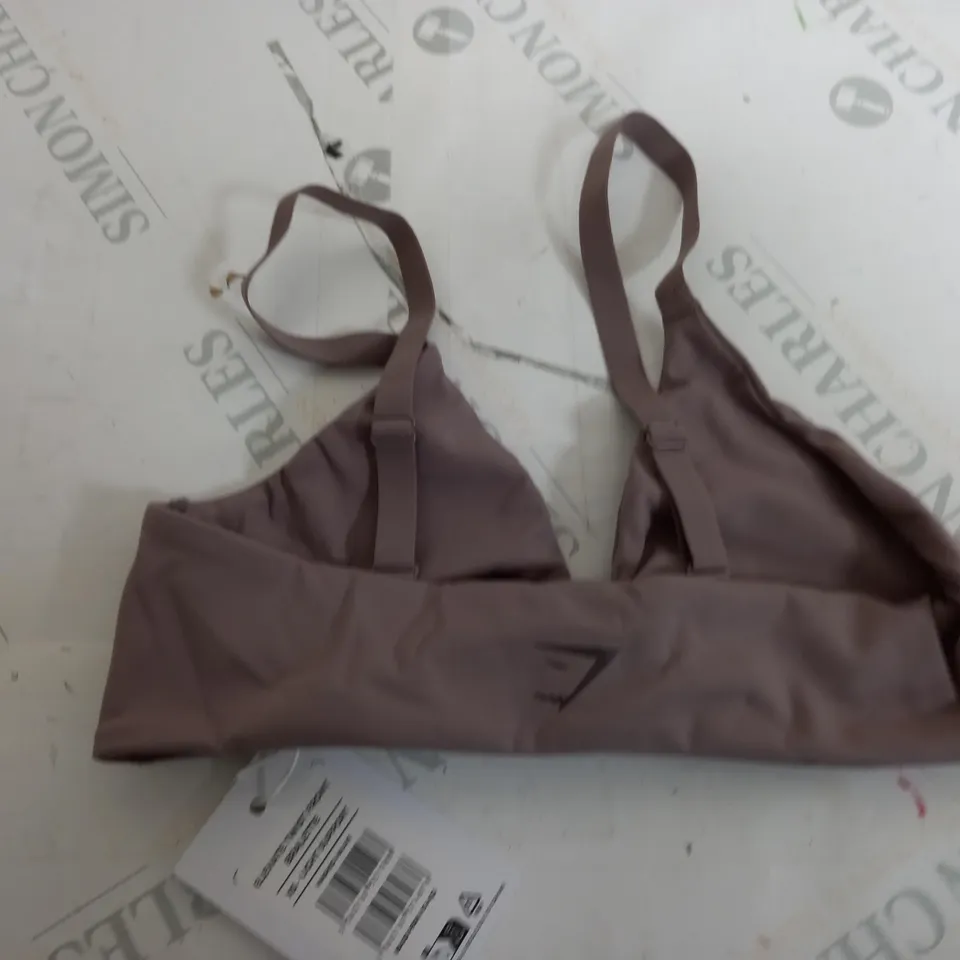 GYMSHARK ELEVATE TWIST FRONT BRALETTE IN WASHD MAUVE - XS