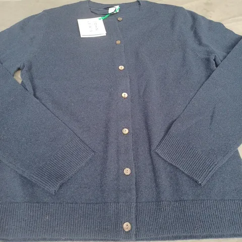 JOHN LEWIS CASHMERE CREW NECK CARDIGAN, NAVY - UK SIZE 12	
