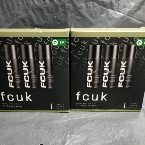 LOT OF 4 FCUK 3-PACK BODY SPRAY SETS