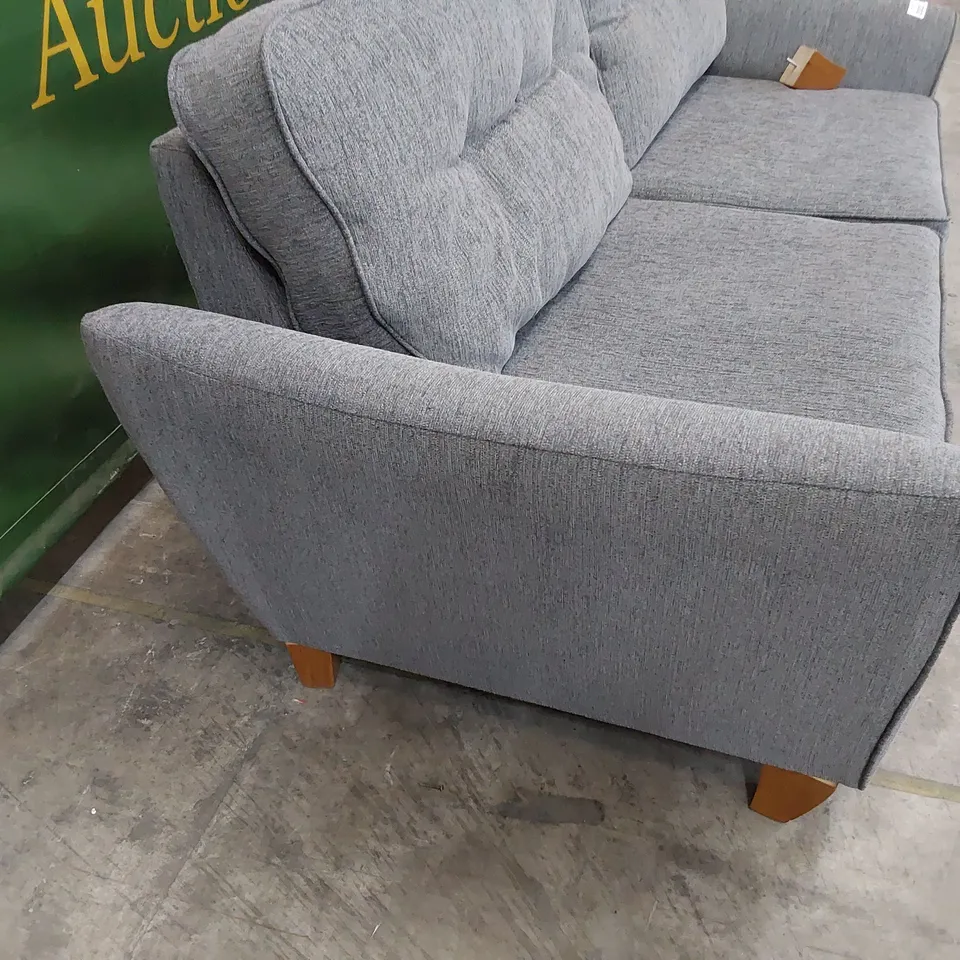 DESIGNER THREE SEATER SOFA GREY FABRIC 