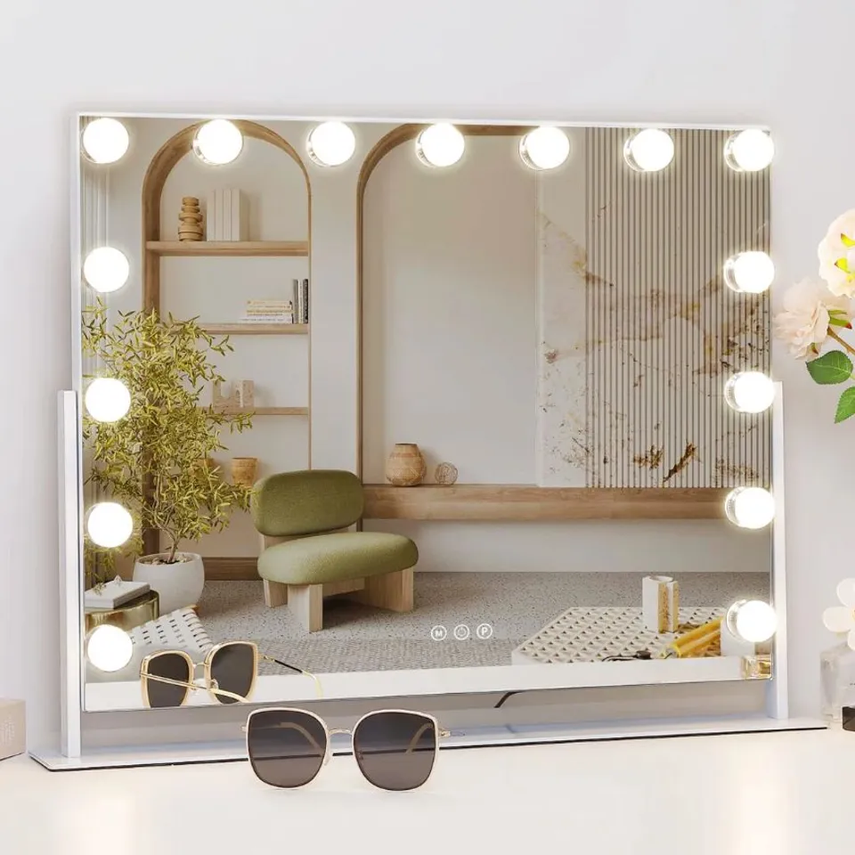 BOXED CHAOYICHI MAGNIFYING LIGHTED METAL FRAMED LEANING MAKEUP MIRROR (1 BOX)