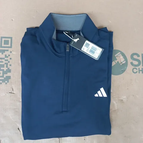 ADIDAS LONG SLEEVE 1/4 ZIP TOP IN NAVY SIZE MEDIUM