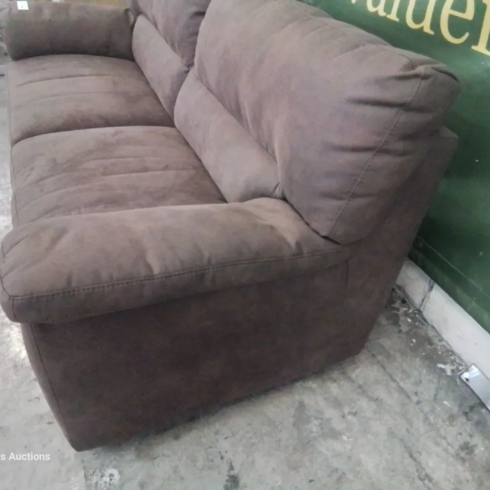 DESIGNER THREE SEATER SOFA BROWN FAUX SUEDE