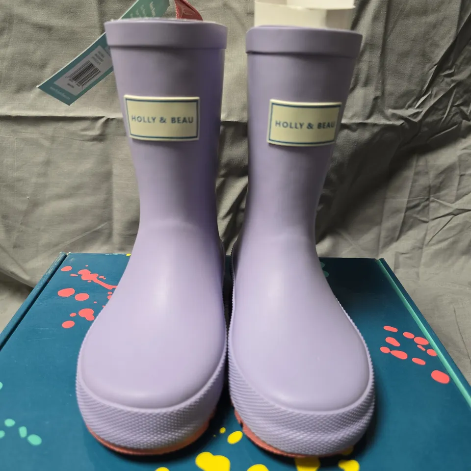 HOLLY & BEAU MAUVE RAIN BOOTS – KIDS, UK9 (EU27/US10) BOXED