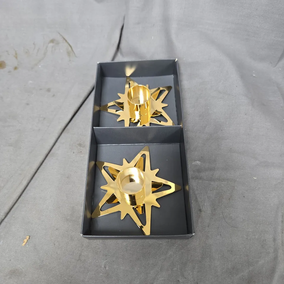 GEORG JENSEN CLASSIC CHRISTMAS STAR CANDLEHOLDERS - 2-PIECE, 18K GOLD PLATED