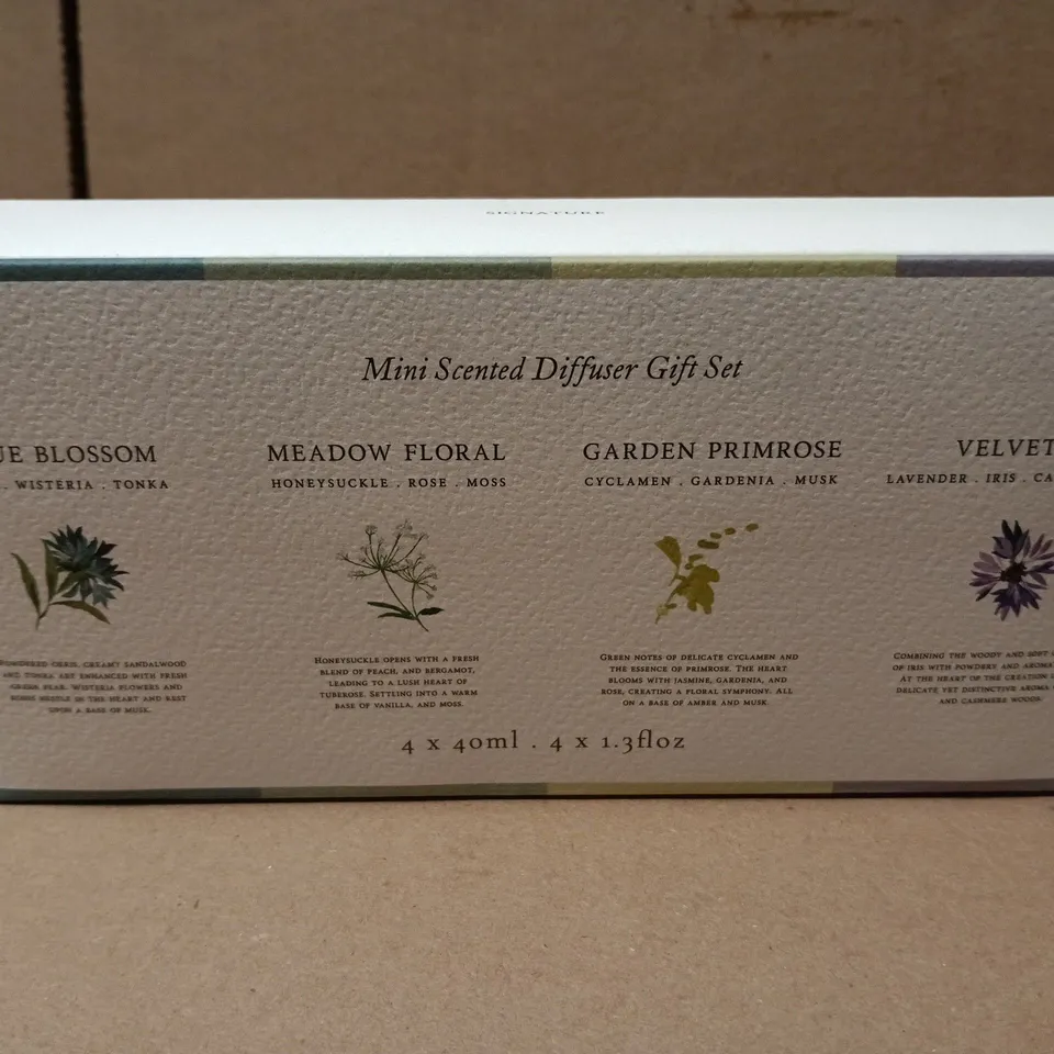 MINI SCENTED DIFFUSER GIFT SET – 4 FRAGRANCES (BLUE BLOSSOM, MEADOW FLORAL, GARDEN PRIMROSE, VELVET IRIS)