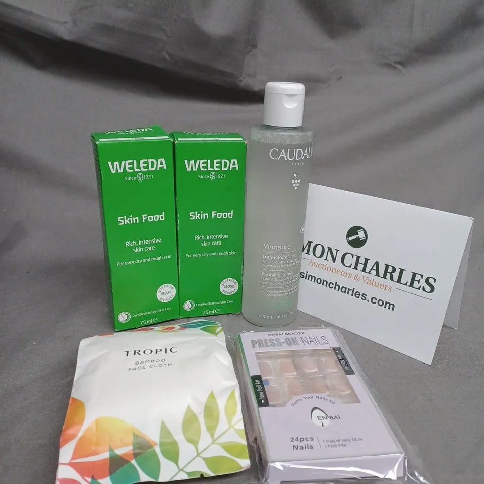 TOTE OF ASSORTED COSMETIC ITEMS TOO INCLUDE SKIN FOOD , ACRYLIC NAILS , ETC 
