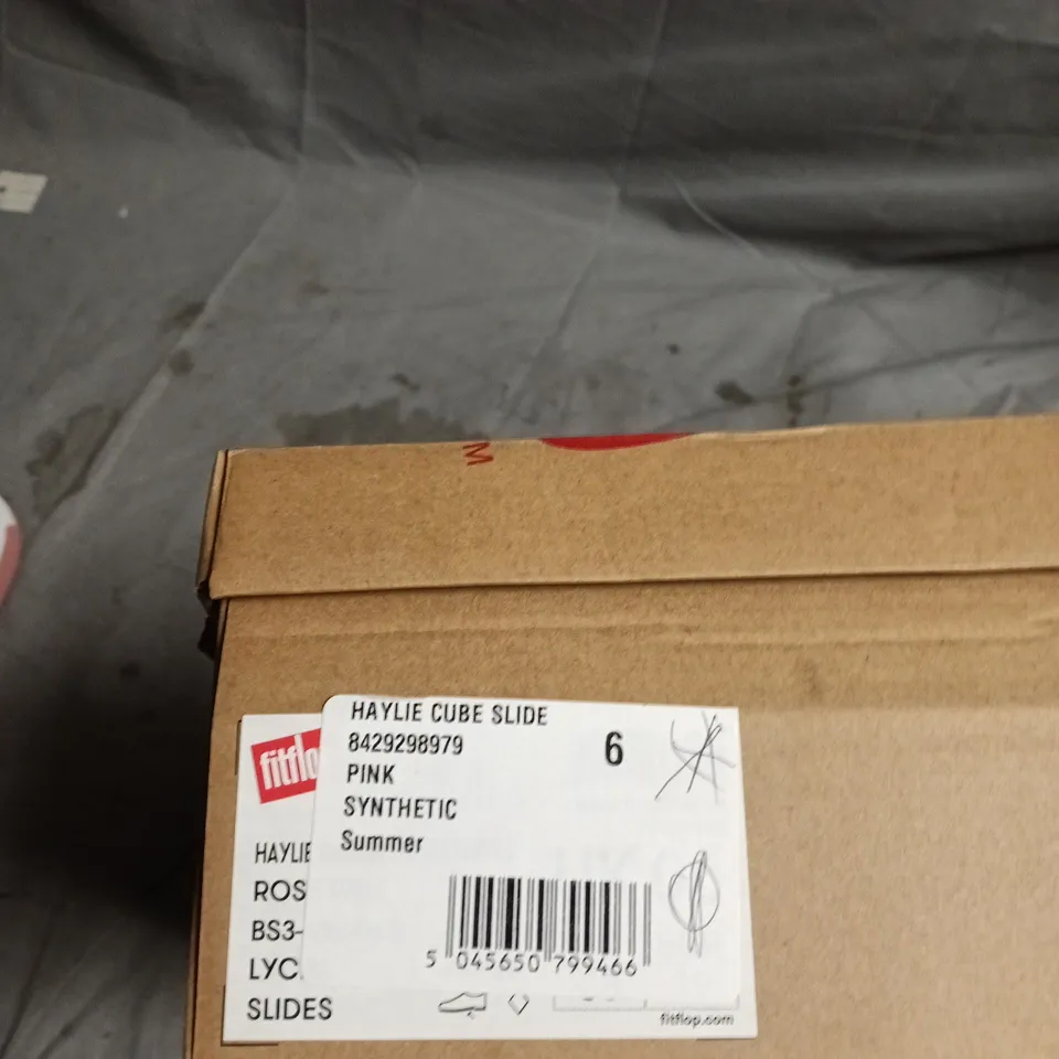 FITFLOP HAYLIE CUBE SLIDE SANDALS – PINK, UK SIZE 6 (WOMEN)