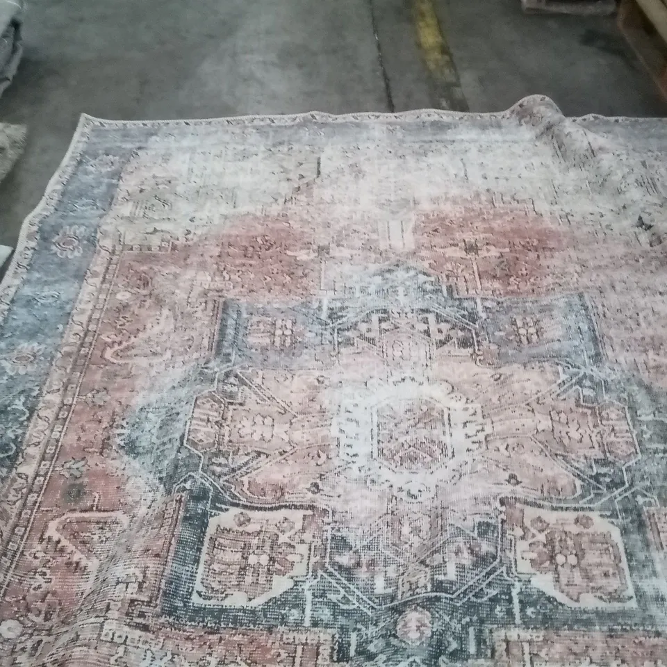 MYA POWER LOOM RUST BLUE BEIGE RUG 6.7 * 9FT