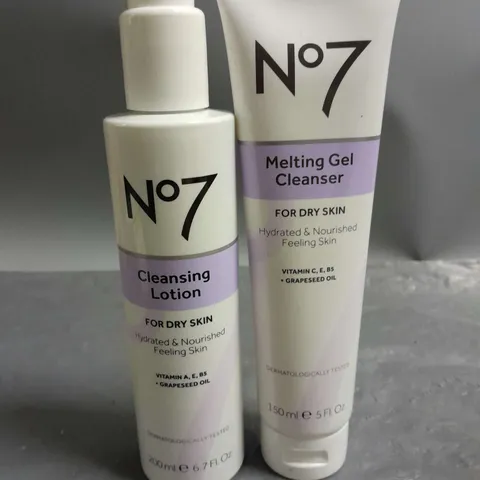 NO7 LOT OF 2 PRODUCTS TO INCLUDE - CLEANSING LOTION 200ML - MELTING GEL CLEANSER 150ML
