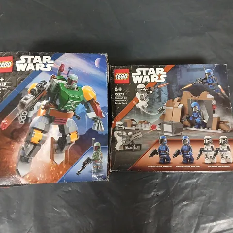 LOT OF 2 LEGO STAR WARS SETS INCLUDES BOBA FETT MECH AND AMBUSH ON MANDALORE