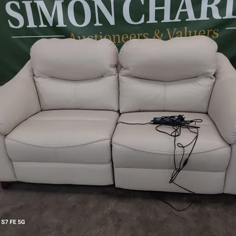 QUALITY BRITISH DESIGNER G PLAN JACKSON POWER RECLINING THREE SEATER SOFA CAPRI STONE LEATHER