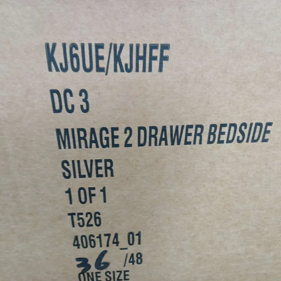 MIRAGE 2-DRAWER BEDSIDE SILVER MIRRORED CABINET