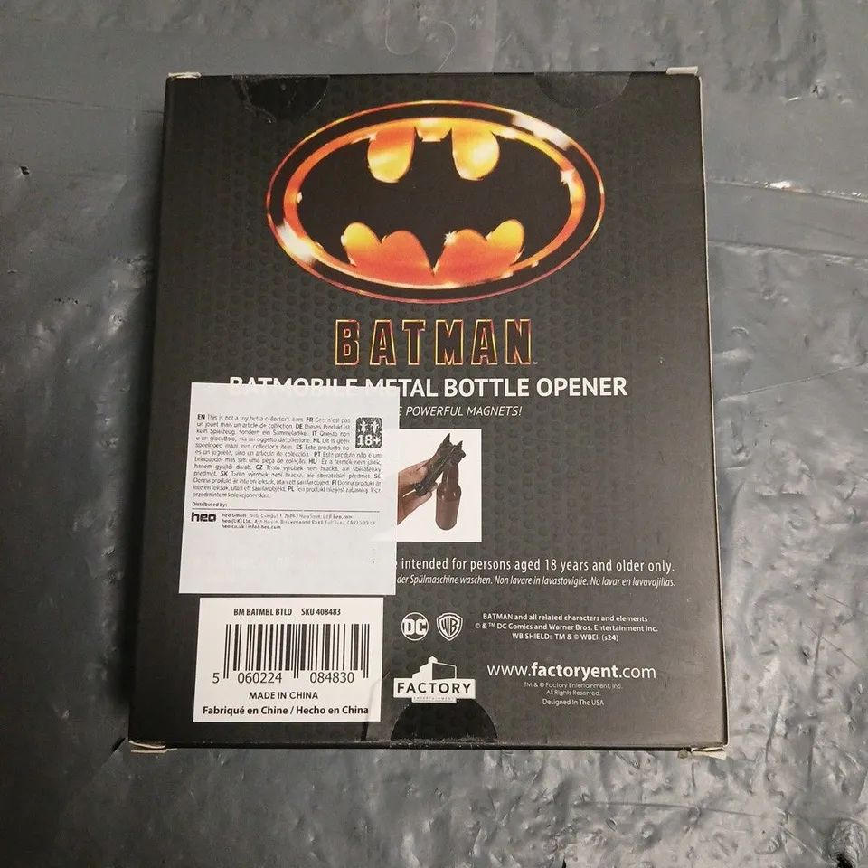 BOXED BATMAN BATMOBILE METAL BOTTLE OPENER