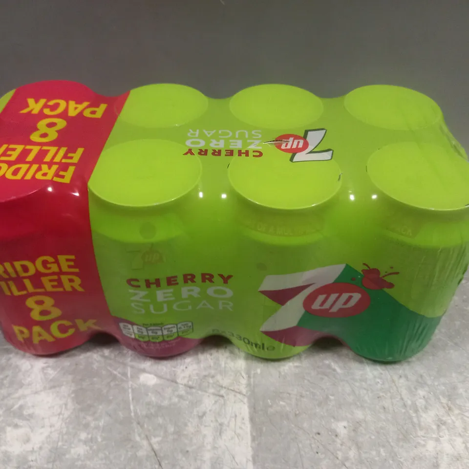 THREE PACKS OF 7UP CHERRY ZERO SUGAR 8 X 330ML PER PACK