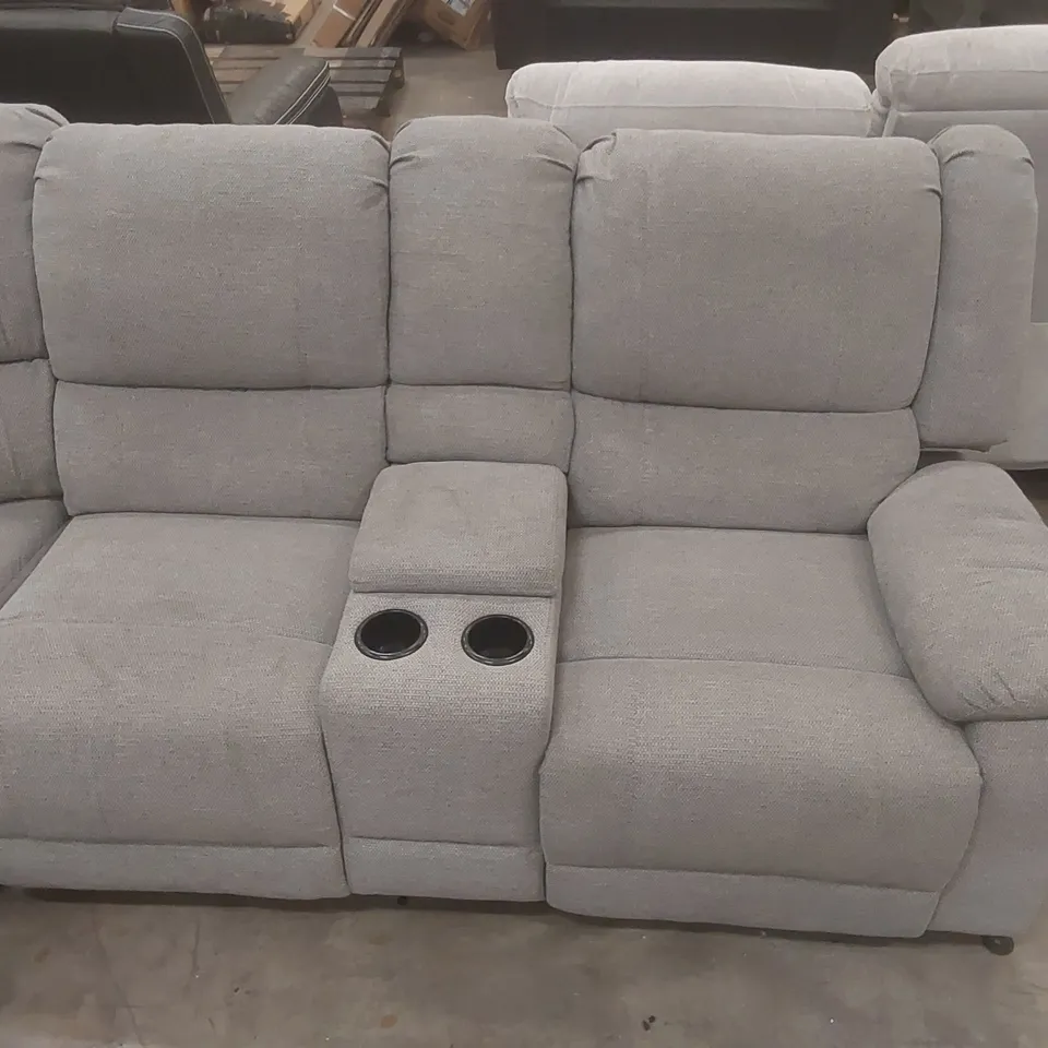 QUALITY DESIGNER PRAGA CORNER FABRIC RECLINER SOFA LIGHT GREY