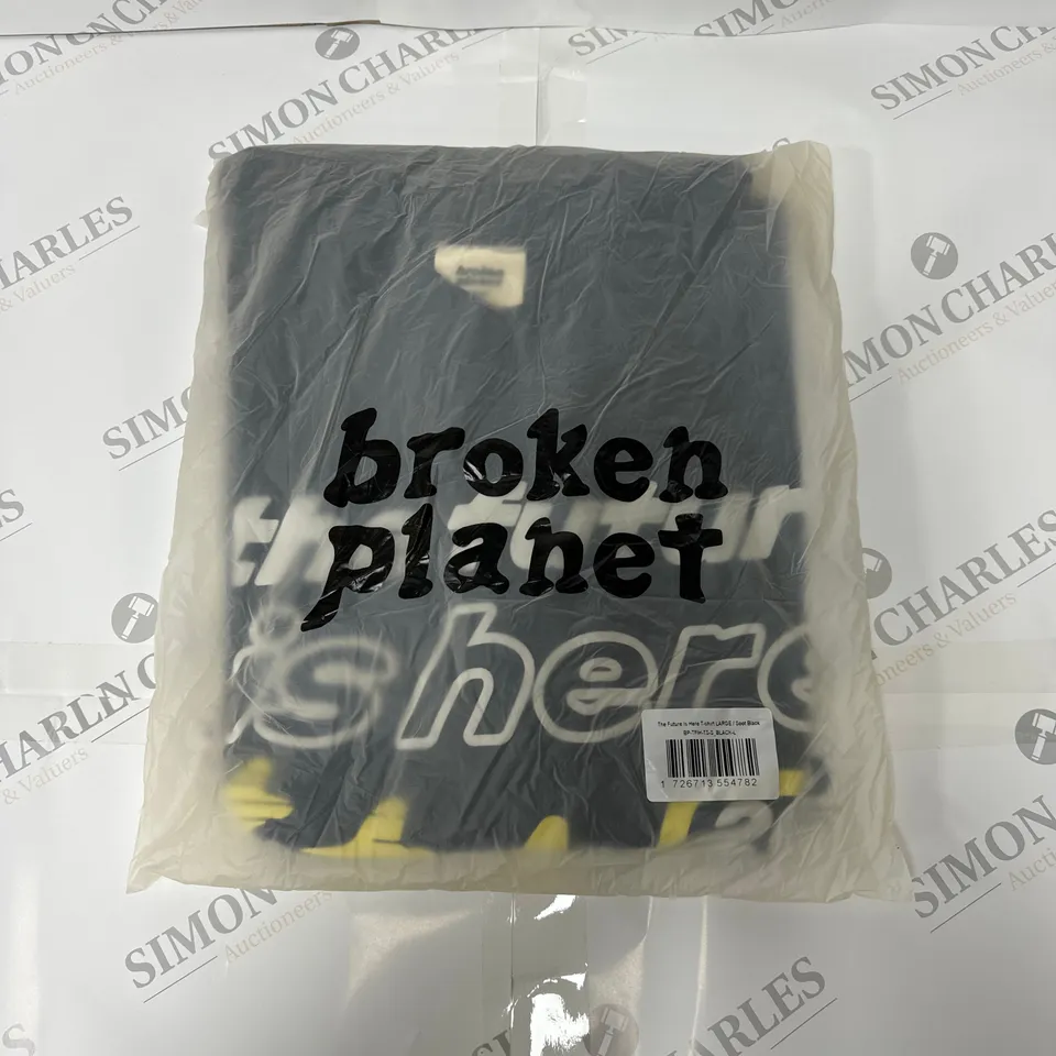 BROKEN PLANET THE FUTURE IS HERE T SHIRT IN BLACK SIZE LARGE