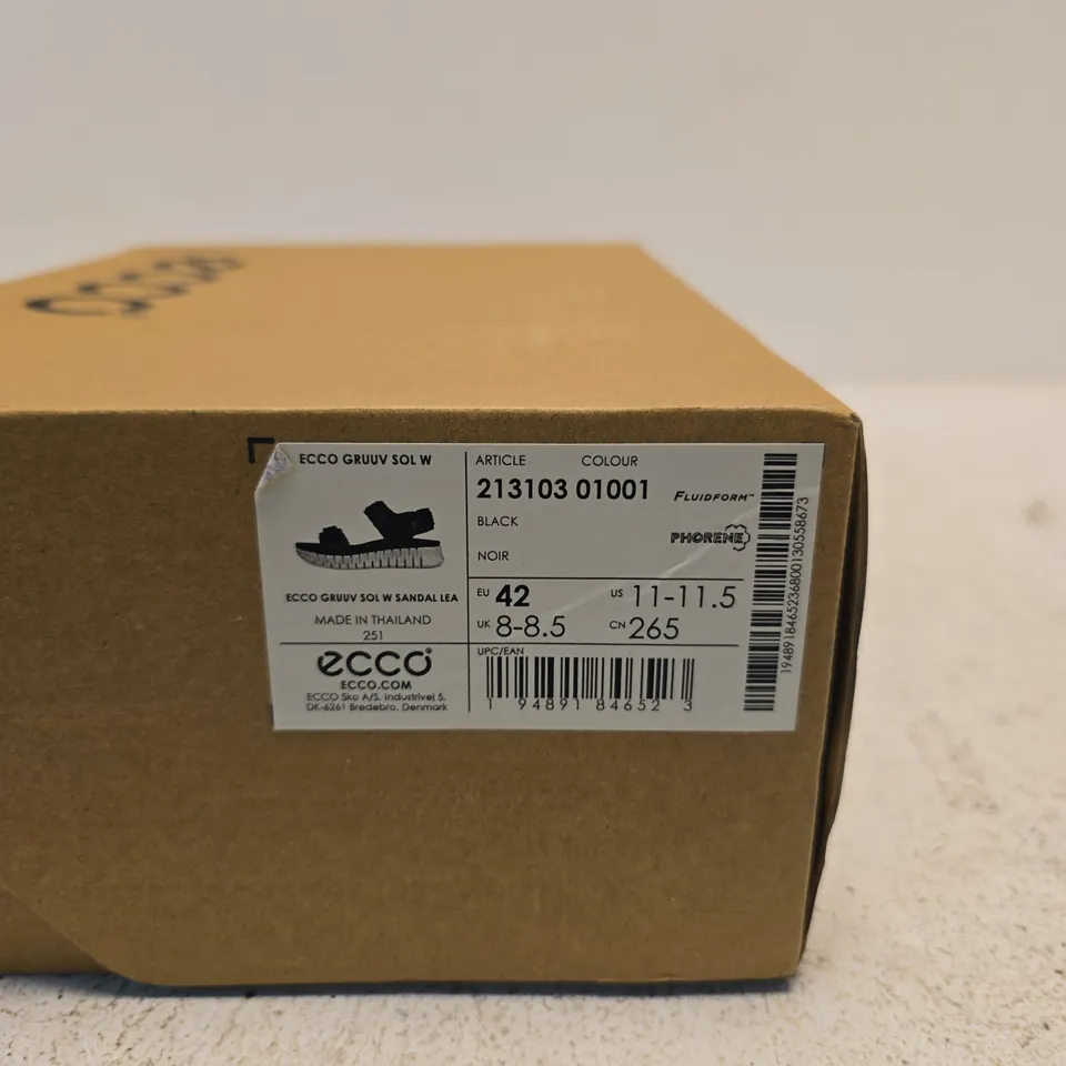 ECCO GRUUV SANDAL – BLACK, UK 8–8.5 (EU 42) – BOXED