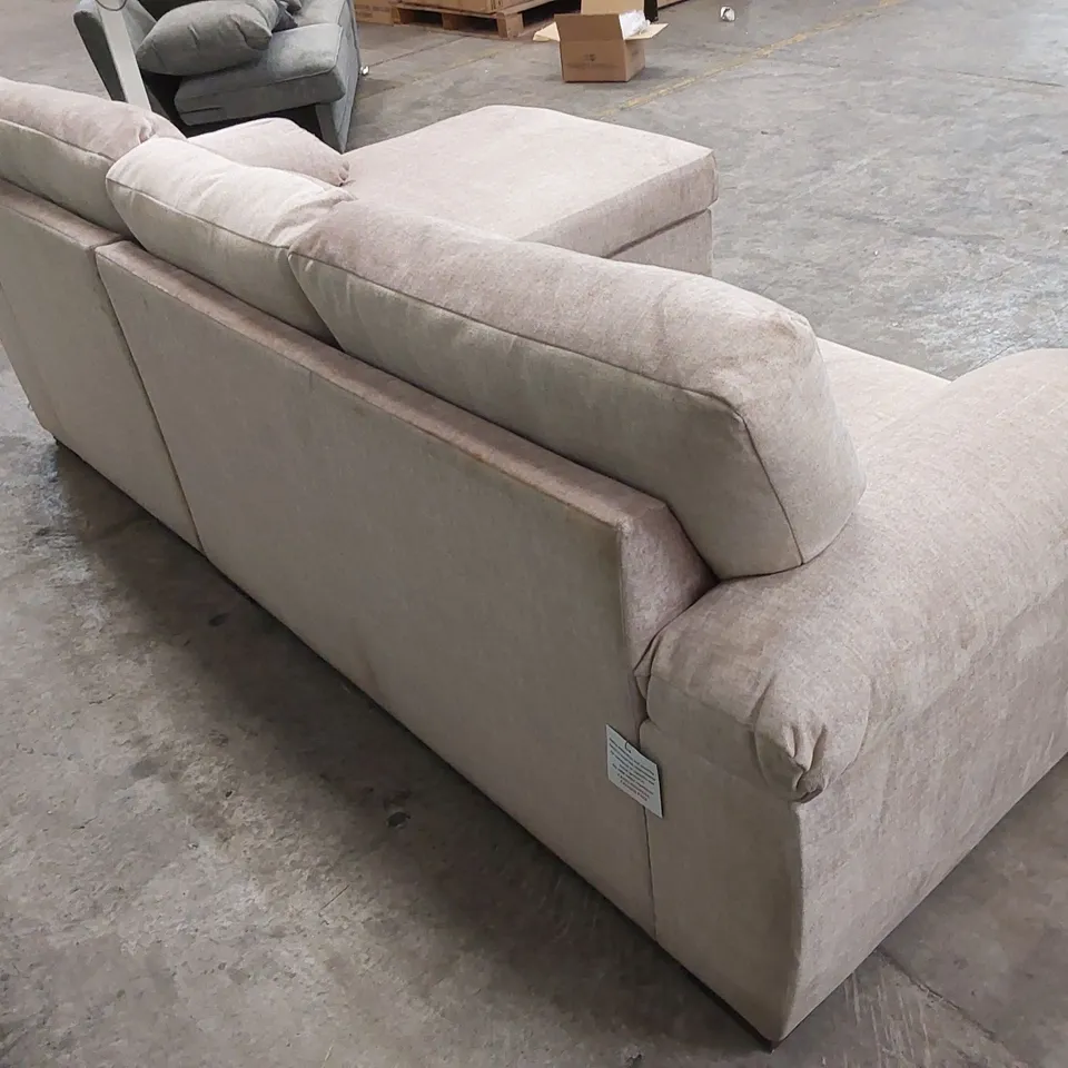 DESIGNER AMALFI FABRIC UPHOLSTERED CORNER CHAISE SOFA - BEIGE 