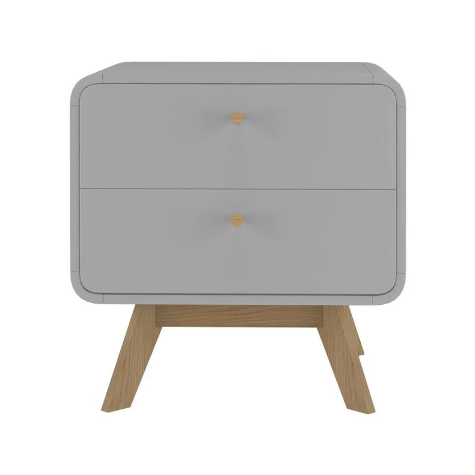 BOXED JUSTINE 2 DRAWER BEDSIDE TABLE - GREY