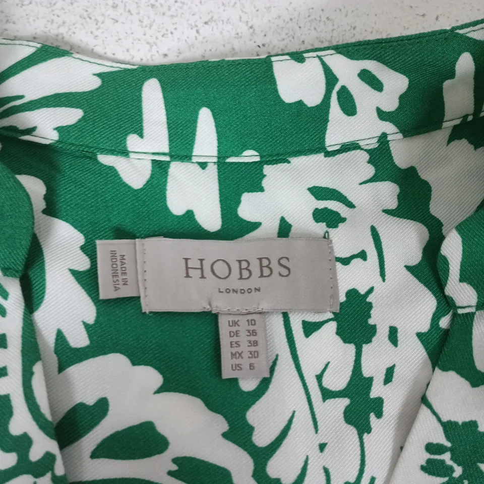 HOBBS LONDON WOMEN'S GREEN & WHITE FLORAL SHIRT DRESS – UK 10