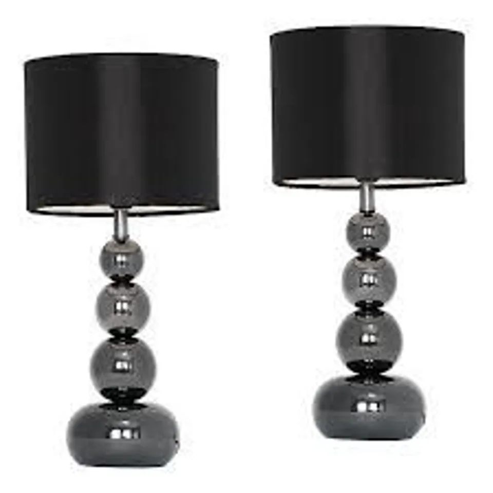 BOXED MARISSA TABLE LAMP WITH SHADE (SET OF 2) - BLACK CHROME/BLACK (2 BOXES)