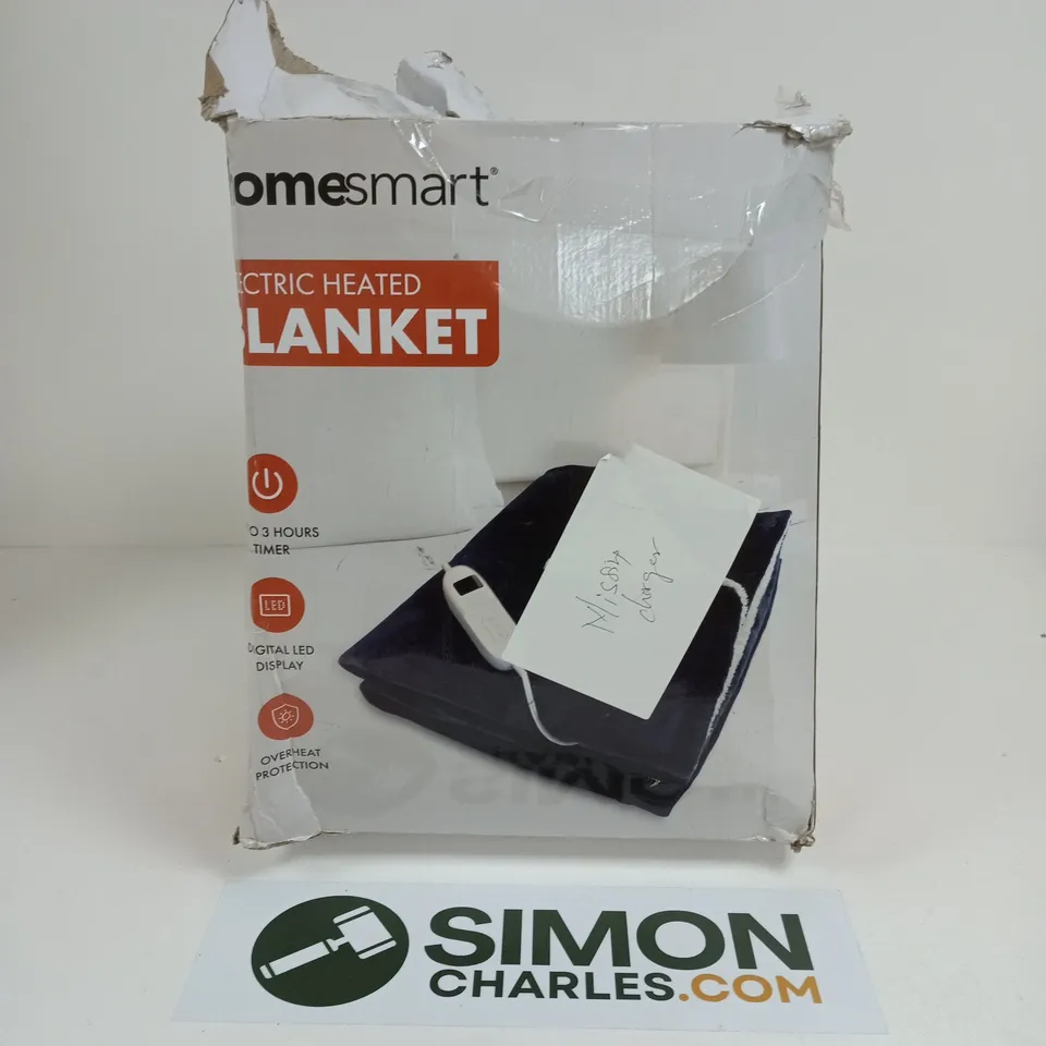 BOXED HOMESMART ELECTRIC HEATED BLANKET IN NAVY