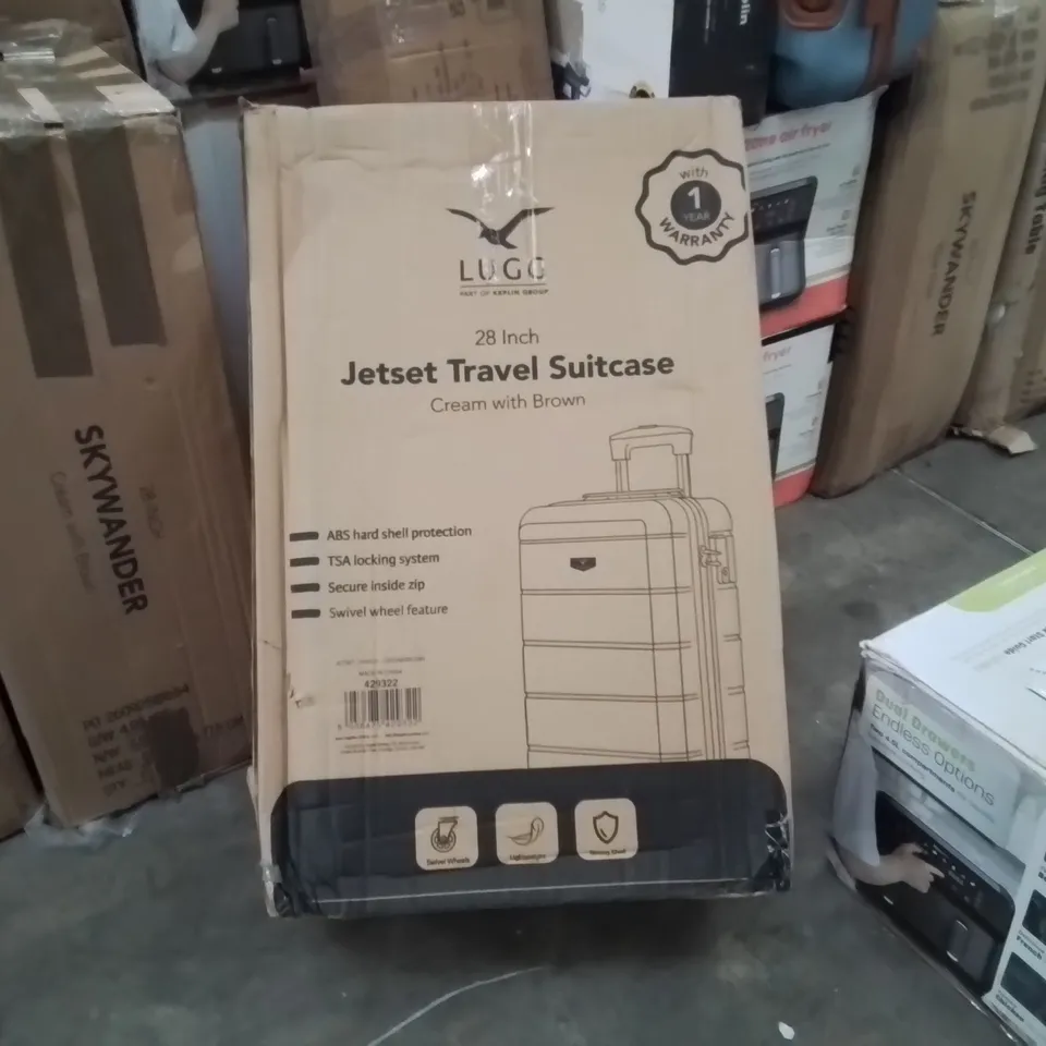 BOXED LUGG - 28INCH JETSET TRAVEL SUITCASE CREAM & BROWN