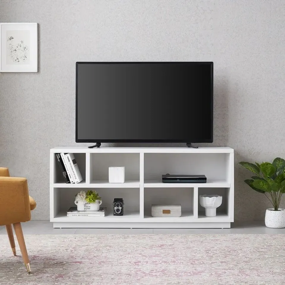 BOXED ENCHANTRA TV STAND FOR TVS UP TO 65" - WHITE (1 BOX)