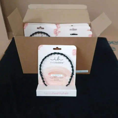 BOX OF 6 INVISIBOBBLE HAIRHALO ADJUSTABLE HEADBAND – BLACK, ALL HAIR TYPES