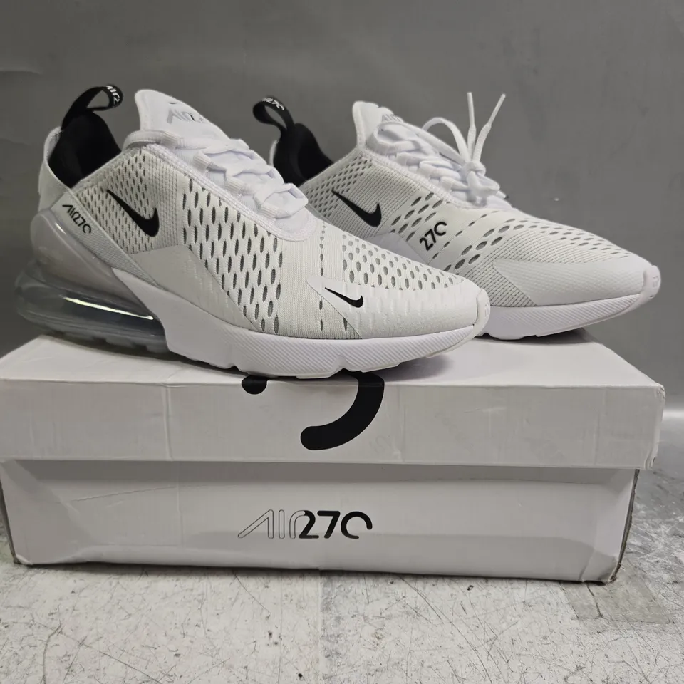 BOXED PAIR OF NIKE AIR MAX 270 SHOES IN WHITE/BLACK SIZE UK 7.5