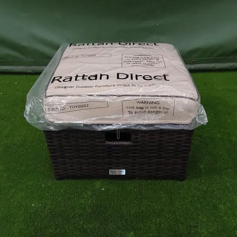 DESIGNER CHOCOLATE MIX RATTAN FOOTSTOOL WITH CUSHION