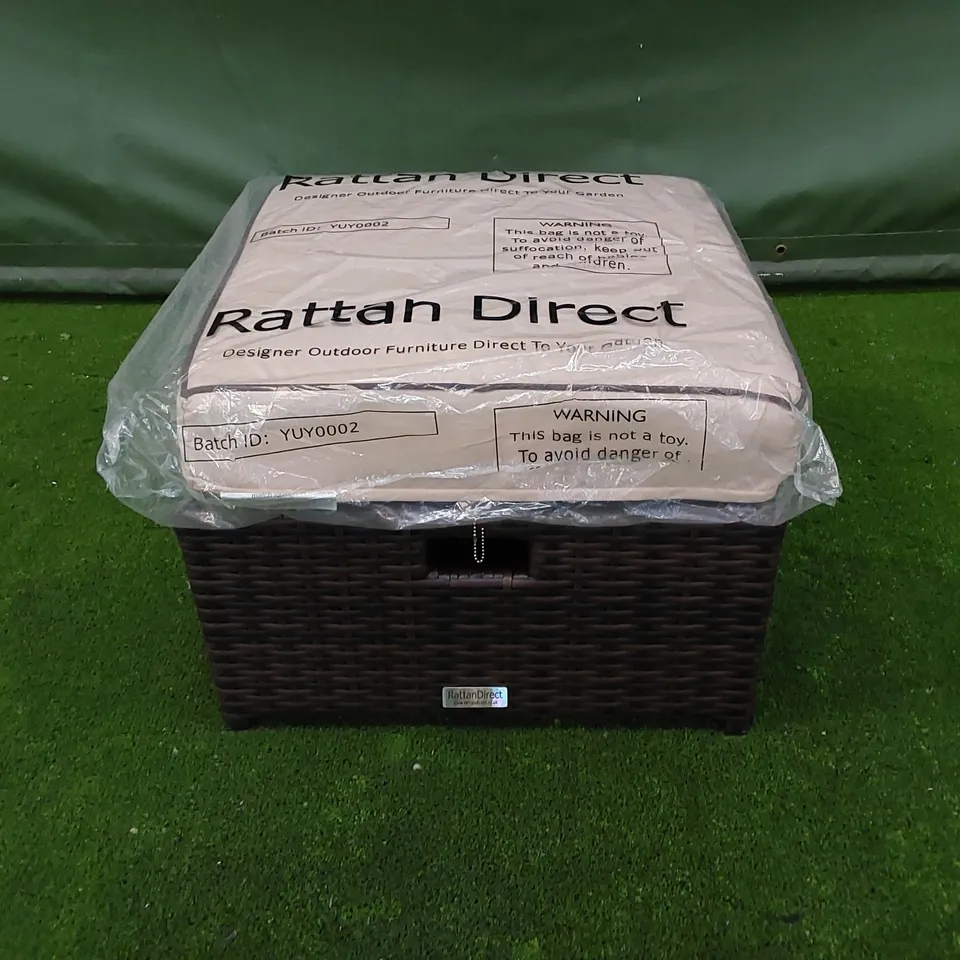 DESIGNER CHOCOLATE MIX RATTAN FOOTSTOOL WITH CUSHION
