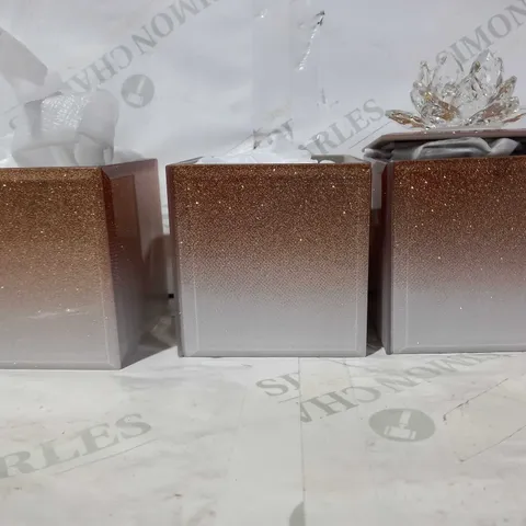 JM BY JULIEN MACDONALD SET OF 3 GLITTER GLASS TRINKET BOXES