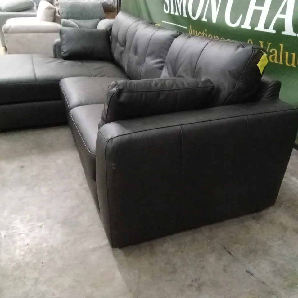ARDEN ITALIAN LEATHER LEFT HAND CORNER CHAISE - BLACK RRP £2399
