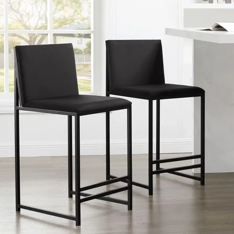 BOXED DUSK RAE SET OF 2 BARSTOOLS - VELVET - CHARCOAL (1 BOX)