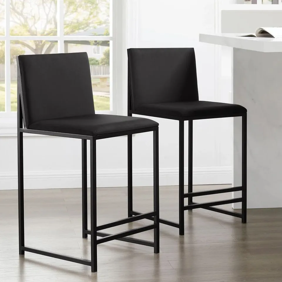 BOXED DUSK RAE SET OF 2 BARSTOOLS - VELVET - CHARCOAL (1 BOX)