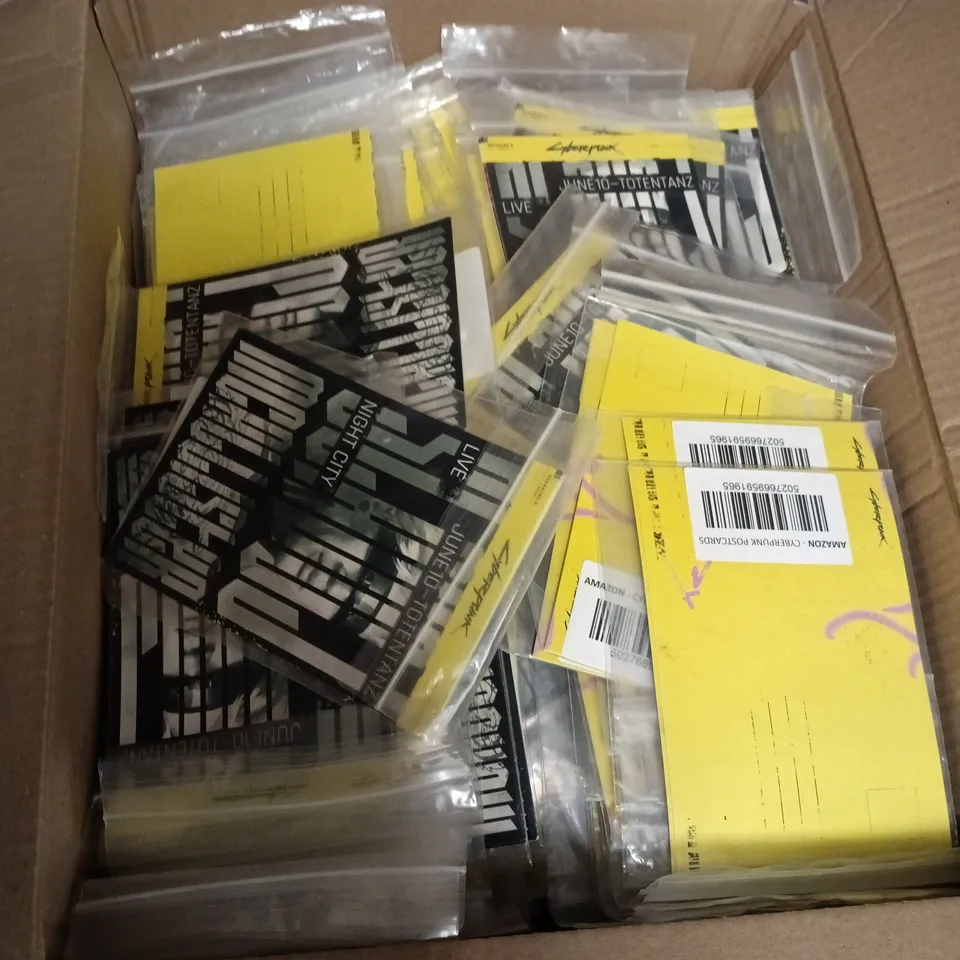 BOX OF APPROXIMATELY 180 CYBER PUNK NIGHT CITY POSTCARDS 