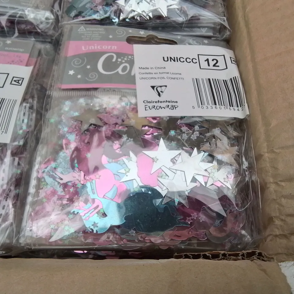 BOX OF BRAND NEW UNICORN CONFETTI - 144 PIECES 