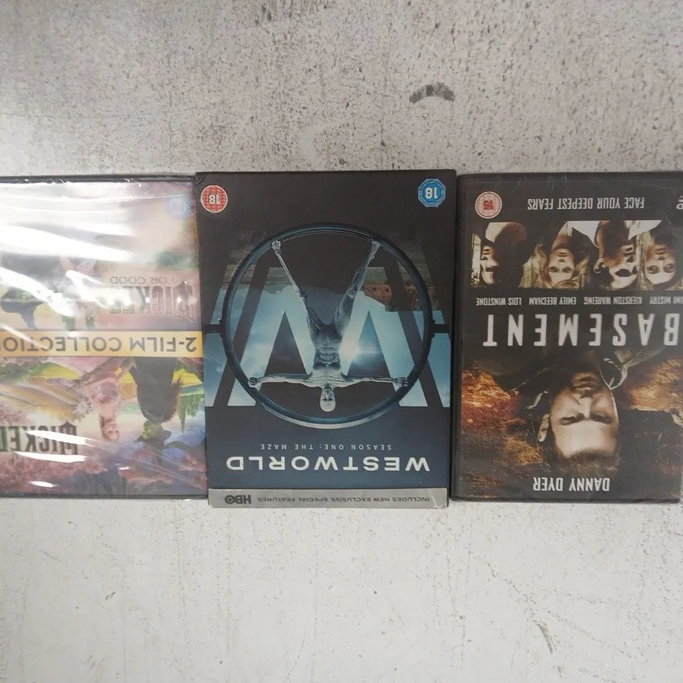 APPROXIMATELY 15 ASSORTED DVDS TO INCLUDE WICKED, WESTWORLD, ETC
