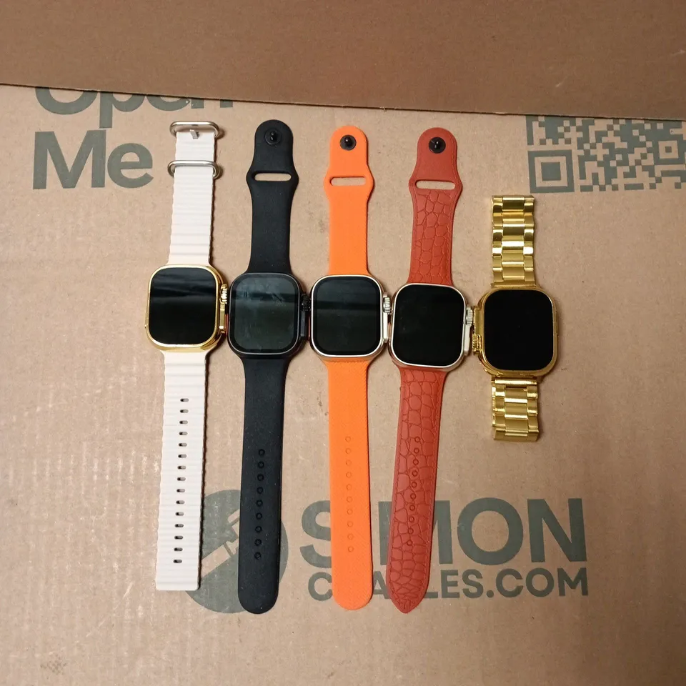  5 X SQUARE-FACED WRISTWATCHES WITH MIXED BANDS 