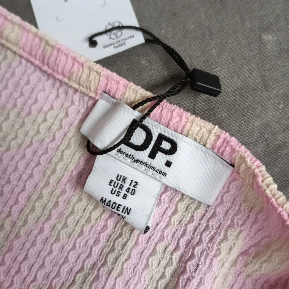 DOROTHY PERKINS PINK BOW FRONT MIDI DRESS, UK 12