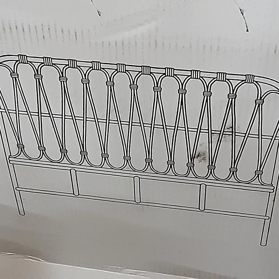 BOXED CANE ROUND HEADBOARD,  DOUBLE IN  NATURAL 