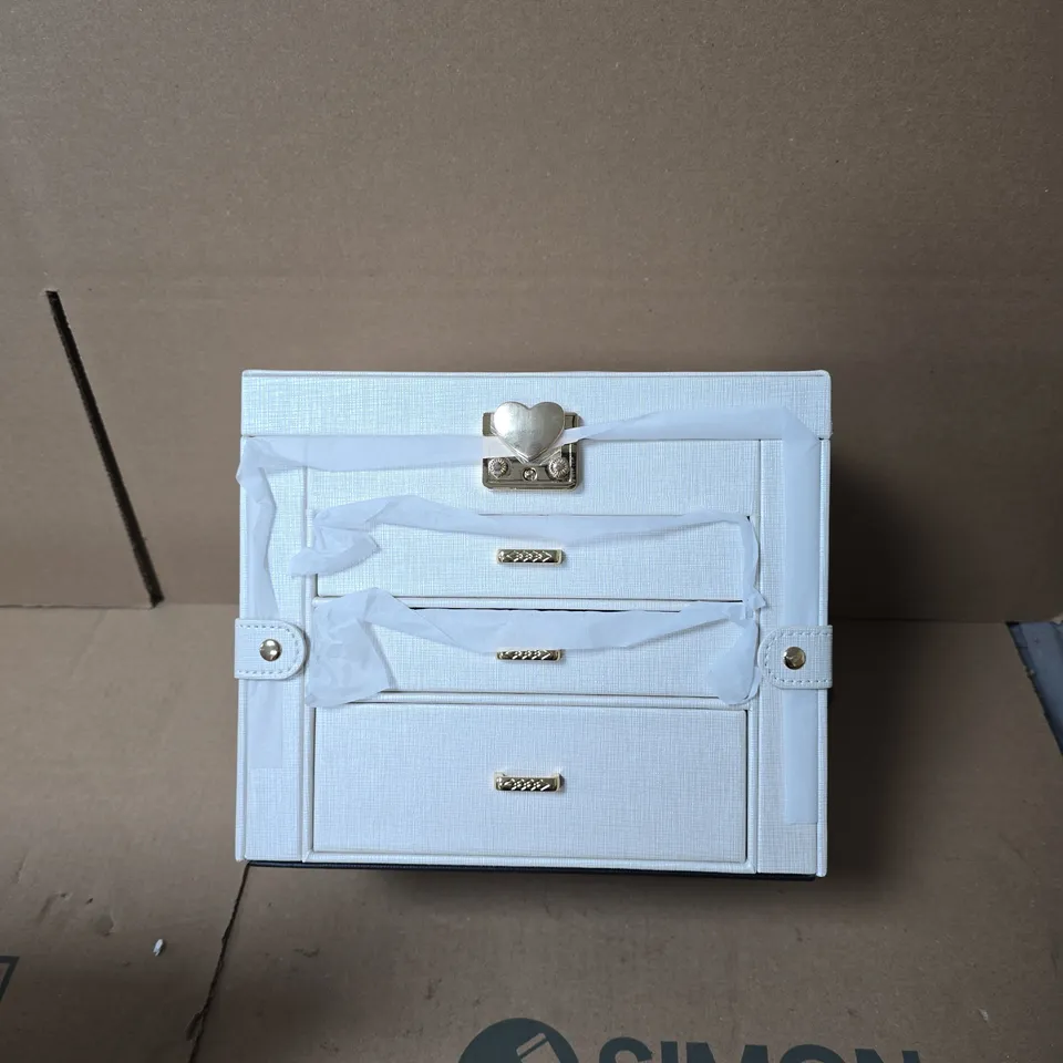 SHEONLY JEWELLERY BOX WITH HEART CLASP, 3 DRAWERS – STORAGE BOX 