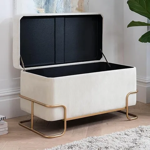 BRAND NEW BOXED CREAM LARGE RECTANGULAR LOUNGE STOOL