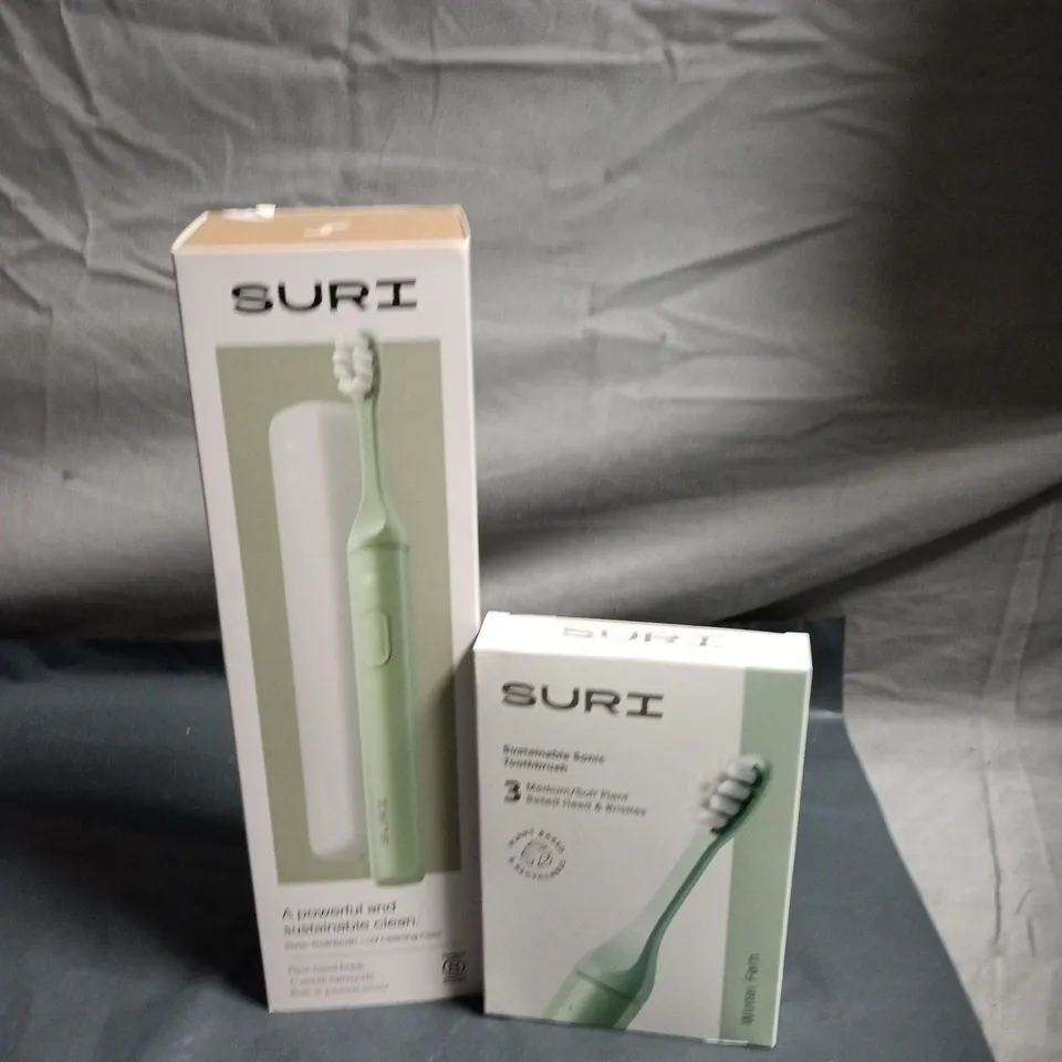 SURI ELECTRIC TOOTHBRUSH – MINT GREEN, BOXED (WITH SPARE HEAD)