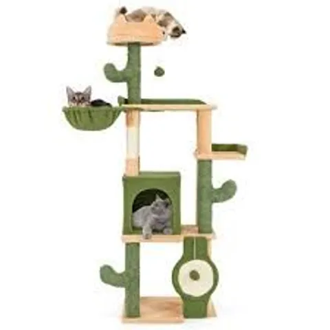 BOXED 160 CM CACTUS CAT TREE WITH SISAL SCRATCHING POSTS FOR INDOOR CATS