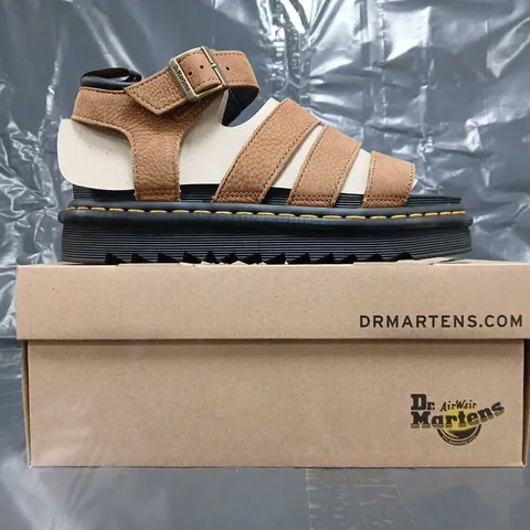 BOXED PAIR OF DR MARTENS BLAIRE OPEN TOE SANDALS IN BROWN SIZE UK 8