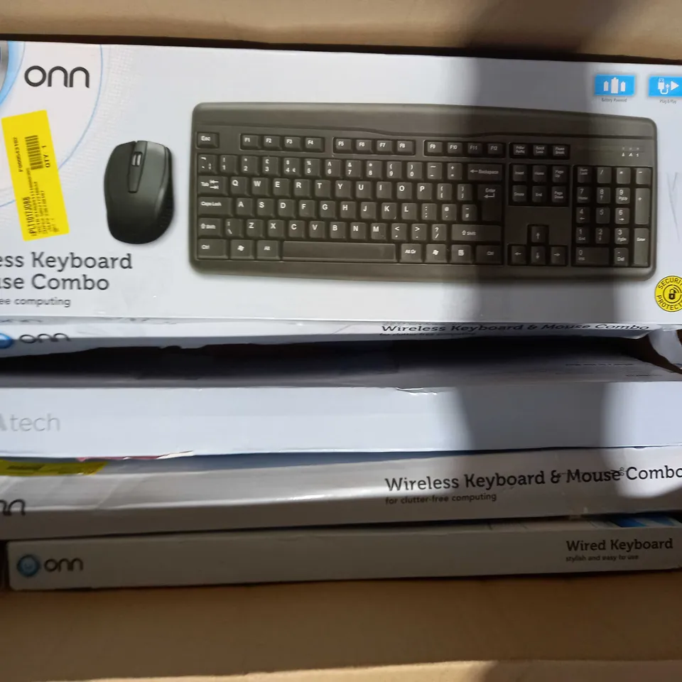 BOX OF APPROXIMATELY 5 ASSORTED ONN COMPUTER KEYBOARDS
