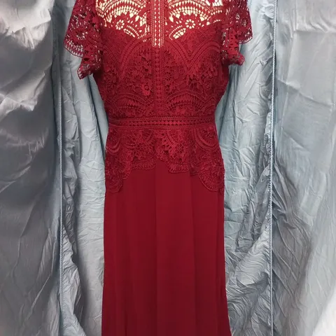 MONSOON BURGUNDY LACE DRESS – UK 12 (EU 40, US 8)
